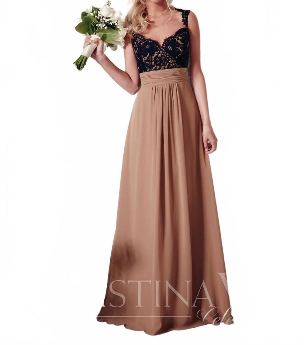 NEW CHRISTINA WU a-line bridesmaid dress in black/bronze